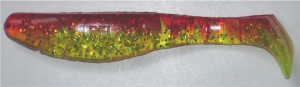Kopyto 11 cm, chartreuse-transparent-glitter-rot