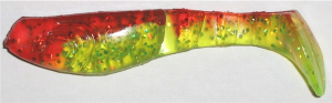Kopyto 8 cm, chartreuse-transparent-glitter-rot