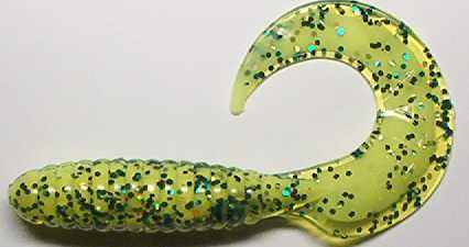 Twister, 8,5 cm, grüntransparentglitter-neongelber Kern