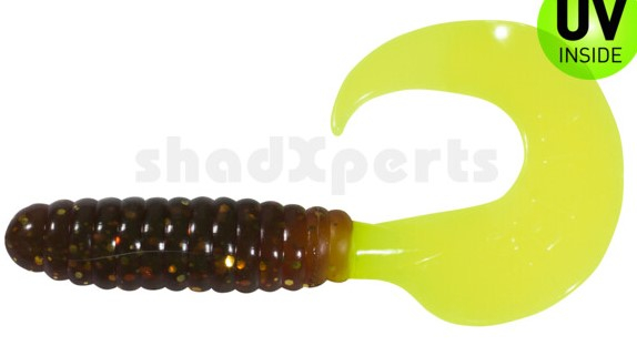 Twister, 8,5 cm, motoroilglitter neongelber Schwanz
