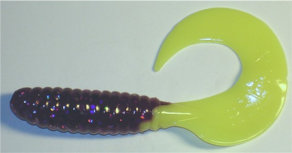 Twister, 8,5 cm, purpurglitter neongelber Schwanz