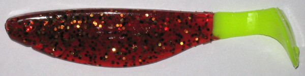 Kopyto, 10,5 cm,  motoroilglitter mit neongelbem Schwanz