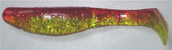 Kopyto 11 cm, chartreuse-transparent-glitter-rot