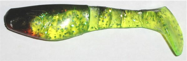 Kopyto 8 cm, chartreuse-transparent-glitter-schwarz