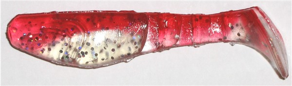 Kopyto 8 cm, farblos-transparent-glitter-rot